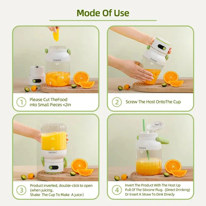 Zhenmi Portable Digital Display Camping Juicer Cup