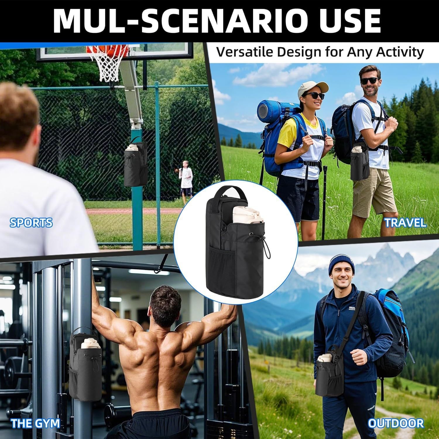 Magnetic Crossbody Bottle Bag – Hands-Free Gym Carry for Water, Phone & Keys
