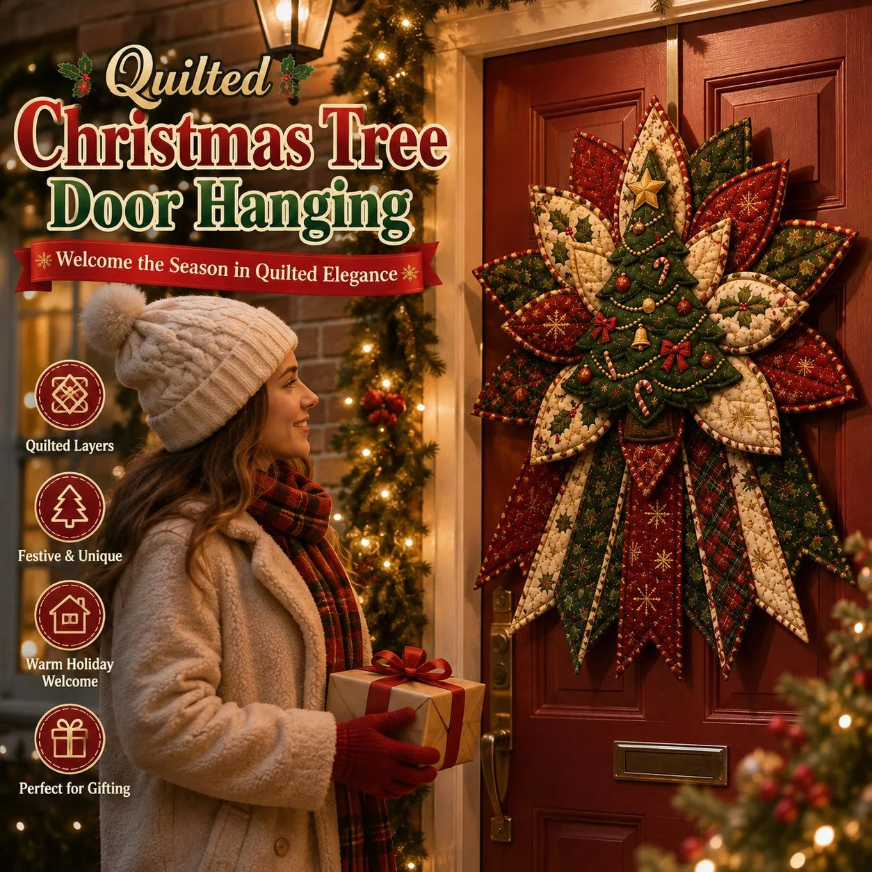 🎄Beginner-Friendly Oversized Christmas Character Quilted Door Hanger Sewing Kit | Complete Kit with All Tools & Step-by-Step Guide Included 💕