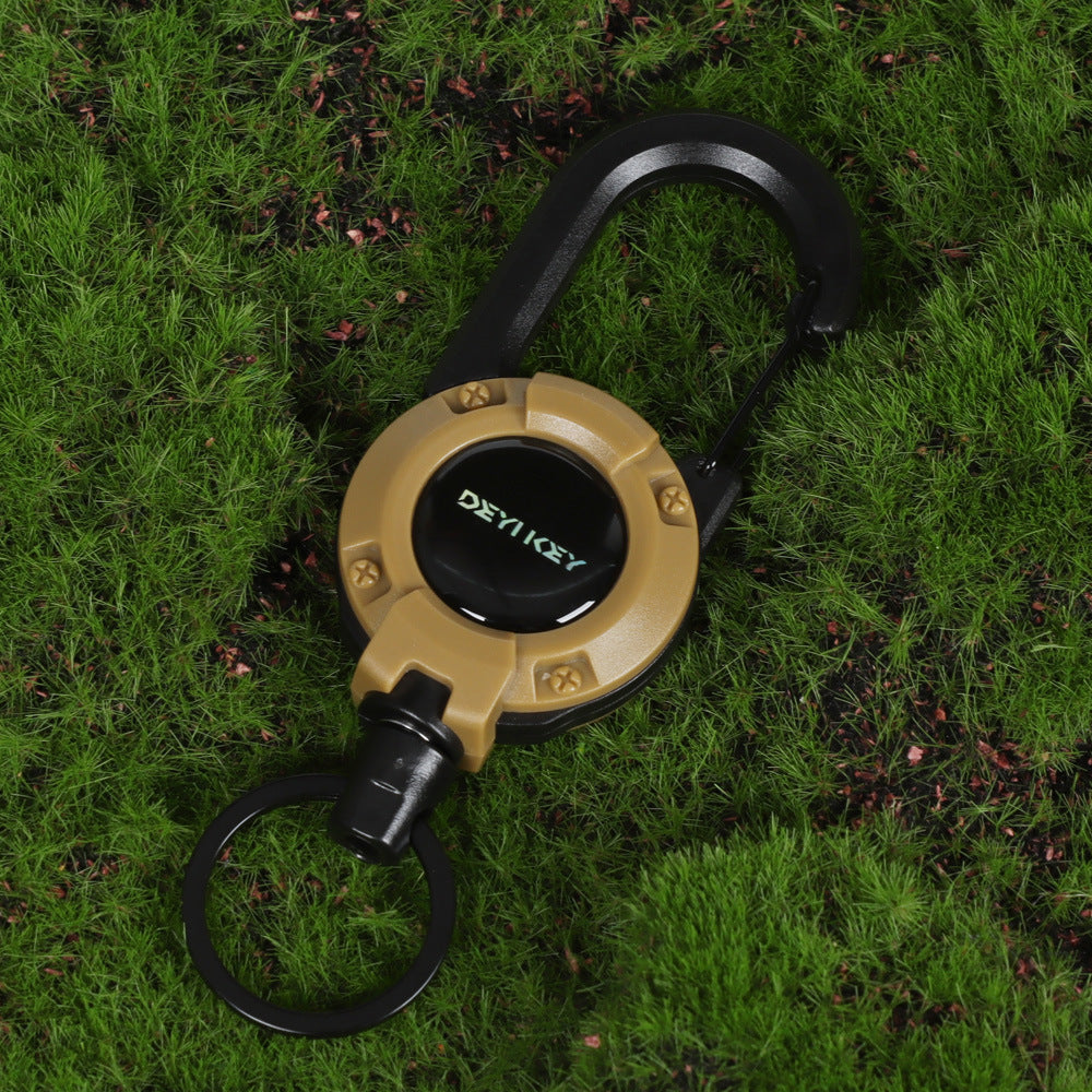🔥🔐DEYIKEY Heavy-Duty Retractable Keychain Carabiner with Coated Steel Wire Cord