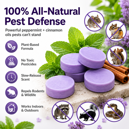✅ 10,000+ Happy Customers 🐭 All-Natural Peppermint & Cinnamon Pest & Rodent Repellent Pucks 🕷