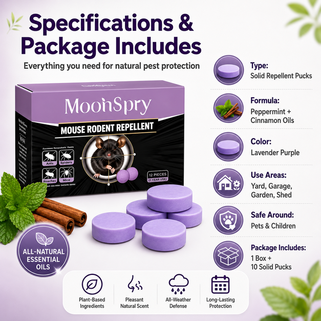 ✅ 10,000+ Happy Customers 🐭 All-Natural Peppermint & Cinnamon Pest & Rodent Repellent Pucks 🕷
