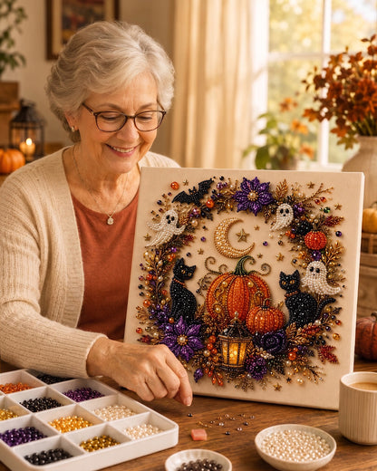 💥 Last Day 49% OFF – 👻✨ Halloween Pearl Art DIY Kit – Turn Tiny Pearls into Spooky-Cute Magic