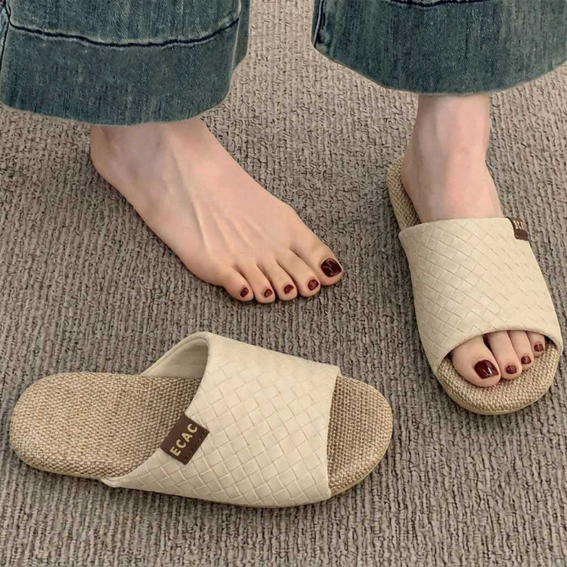 QuietStep Linen Slippers – Breathable Silent Comfort for Home & Everyday Wear