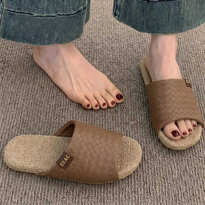 QuietStep Linen Slippers – Breathable Silent Comfort for Home & Everyday Wear