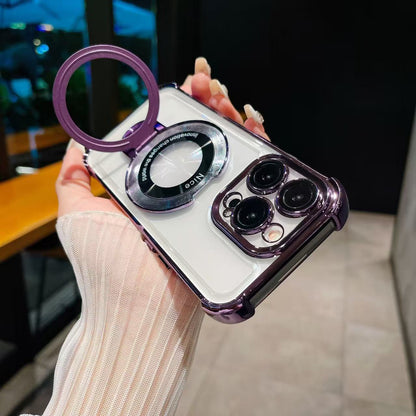 🔥🌟Glitter Shockproof Stand Phone Case - Four Corners Air Cushion Anti-fall Case for iPhone with Invisible Ring Stand