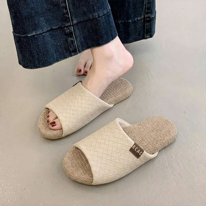 QuietStep Linen Slippers – Breathable Silent Comfort for Home & Everyday Wear