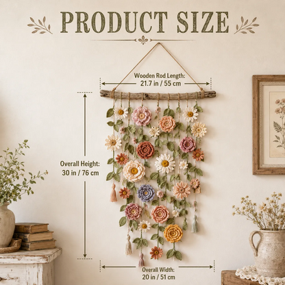 Boho Crochet Flower Wall Hanging Decor