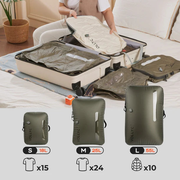 EZY SET BUNDLE - 3 Size Travel Vacuum Pack For Luggage Space Saving