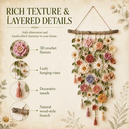 Boho Crochet Flower Wall Hanging Decor