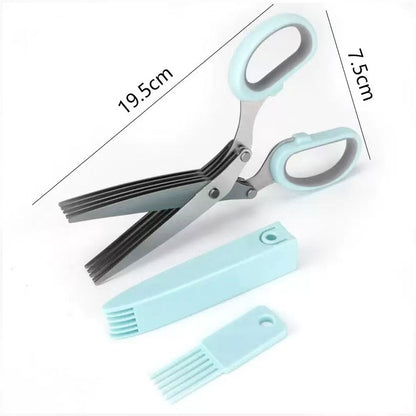 ✂️🌿5-Blade Stainless Steel Herb Scissors with Cleaning Brush & Protective Cover