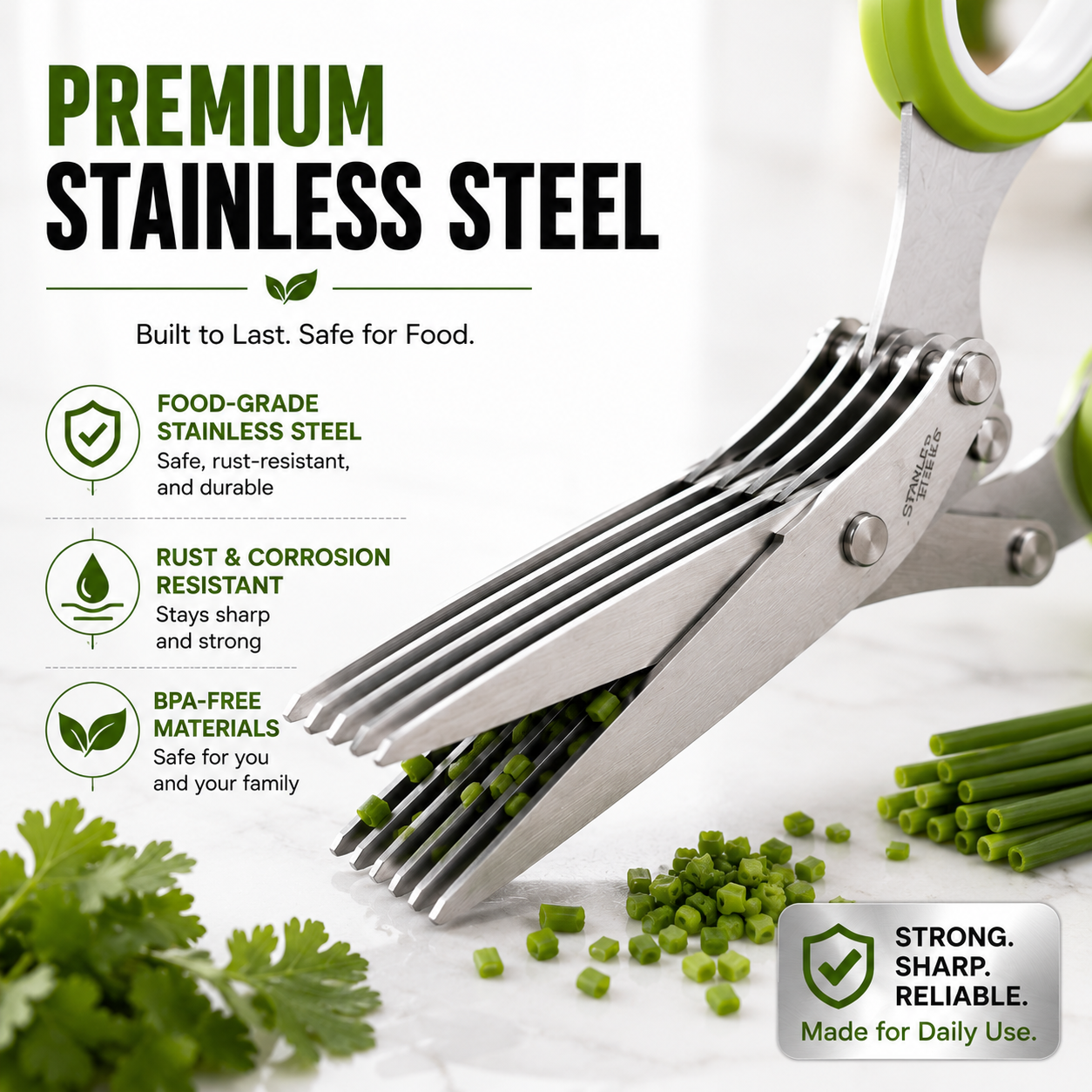✂️🌿5-Blade Stainless Steel Herb Scissors with Cleaning Brush & Protective Cover