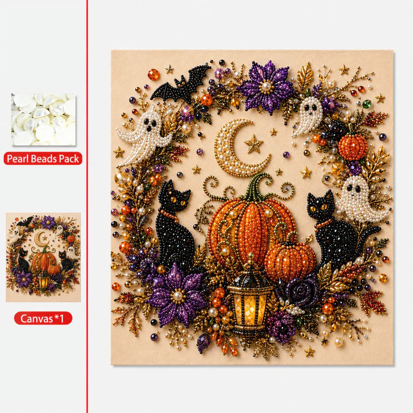 💥 Last Day 49% OFF – 👻✨ Halloween Pearl Art DIY Kit – Turn Tiny Pearls into Spooky-Cute Magic