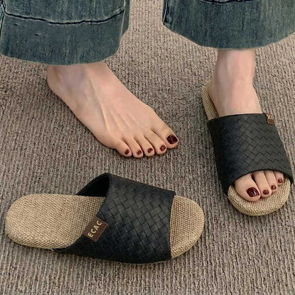 QuietStep Linen Slippers – Breathable Silent Comfort for Home & Everyday Wear