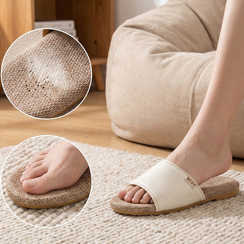 QuietStep Linen Slippers – Breathable Silent Comfort for Home & Everyday Wear