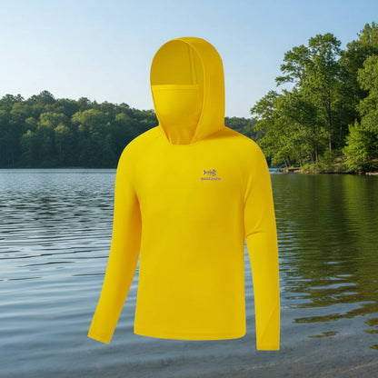 🌞 UPF 50+ Men’s Long Sleeve Fishing Shirt with Mask UV Neck Gaiter Hoodie
