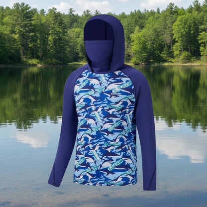 🌞 UPF 50+ Men’s Long Sleeve Fishing Shirt with Mask UV Neck Gaiter Hoodie