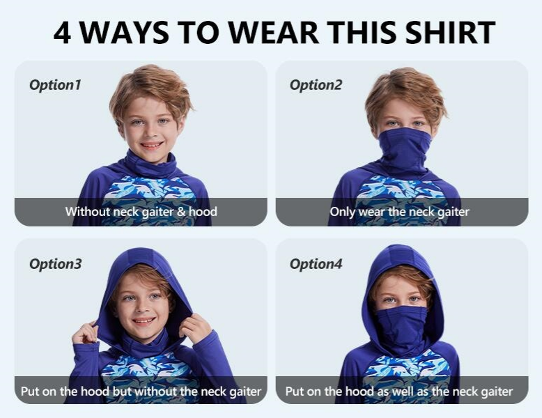 🌞 UPF 50+ Men’s Long Sleeve Fishing Shirt with Mask UV Neck Gaiter Hoodie