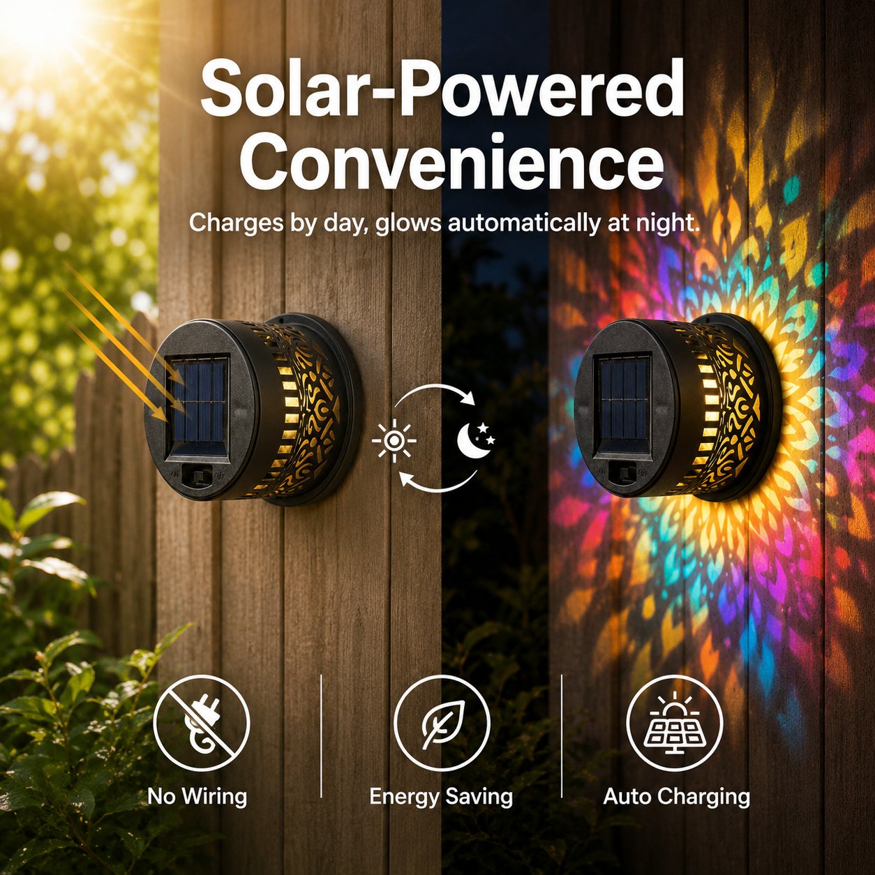 🌌Solar Mandala Wall Light | Outdoor Garden Fence Projector Lamp 🪐