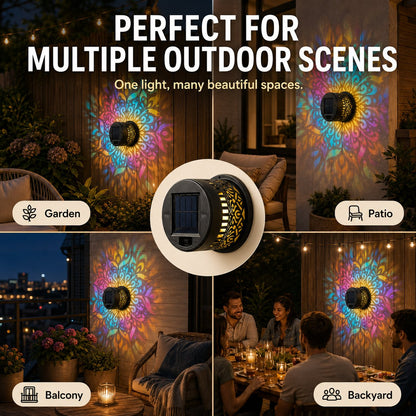🌌Solar Mandala Wall Light | Outdoor Garden Fence Projector Lamp 🪐