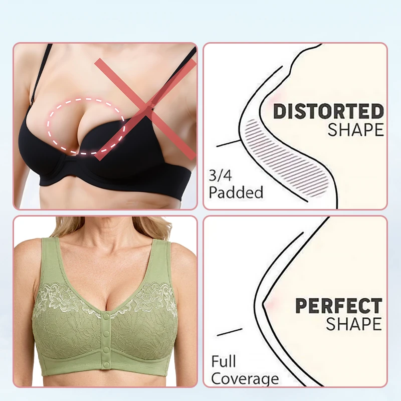 🔥HOT SALE🔥Front Closure Breathable Cotton Lifting Bra for Seniors