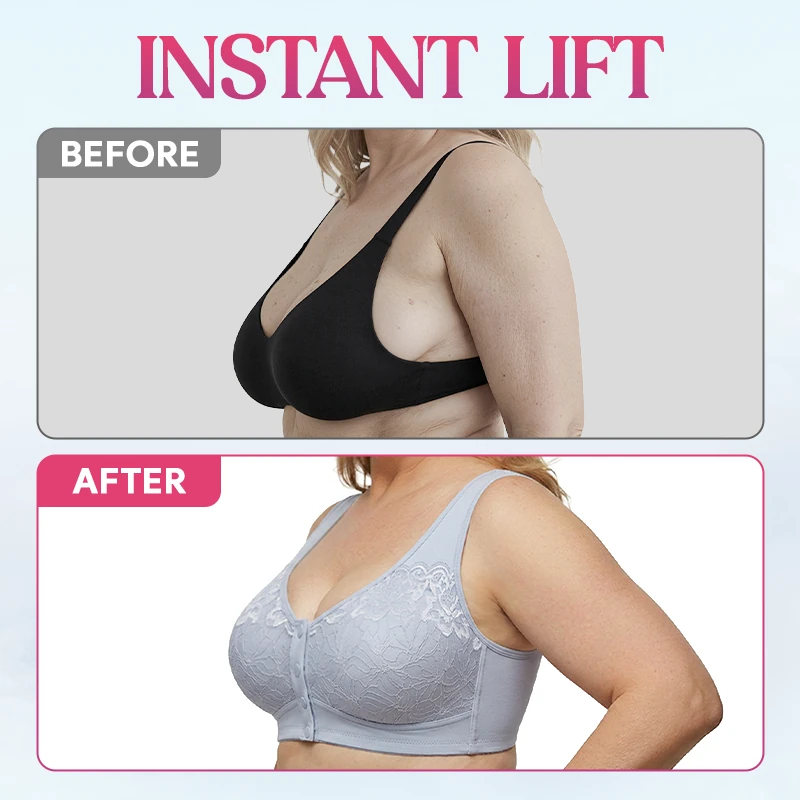 🔥HOT SALE🔥Front Closure Breathable Cotton Lifting Bra for Seniors