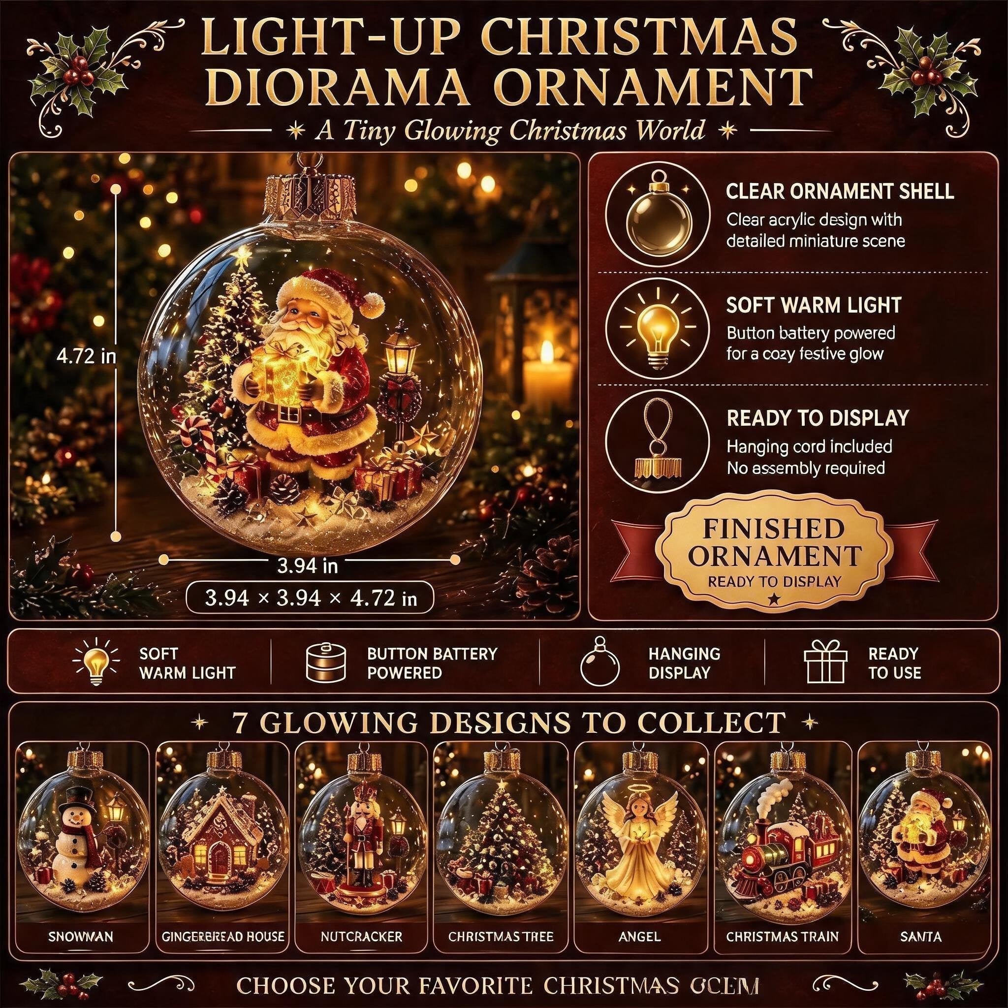 Glowing Christmas Diorama Ornament🎄