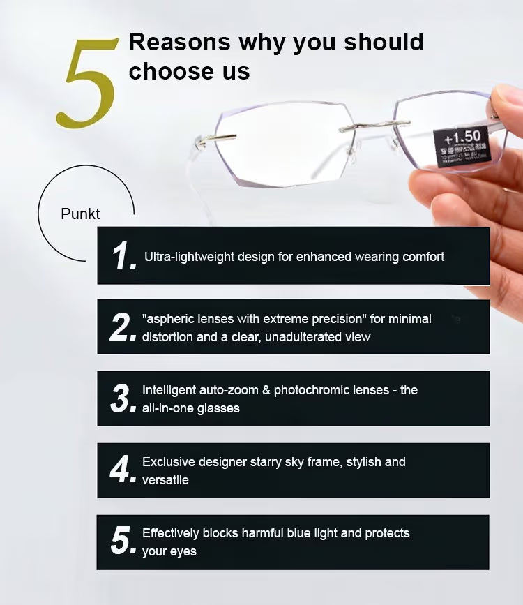 【Co-Created by Designers】Gypsophila Smart Zoom and Color-Changing Reading Glasses, Auto Focus Distance Near Progressive Multi-focus HD Vision - 9