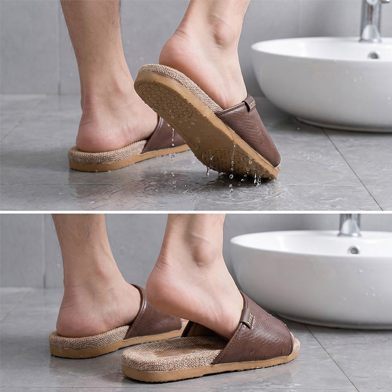 QuietStep Linen Slippers – Breathable Silent Comfort for Home & Everyday Wear