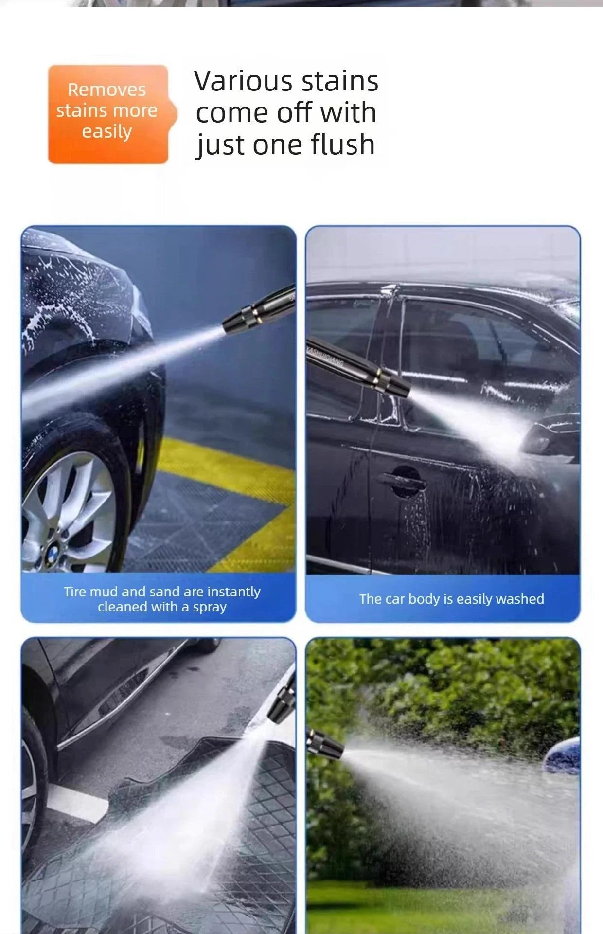 🎉Home high-pressure car wash water gun with booster nozzle and hose, a must-have for watering plants and vegetables, and car washing.👍💦