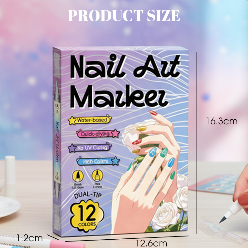 🎨Last Day 50% OFF💞50K+ SOLD!✨Dual-Tip Nail Art Marker Pen Set Quick‑dry, no UV lamp. Fine & brush tips. 12/24 vibrant colors. Easy DIY at home. No smudges, just art! 💅🖌️