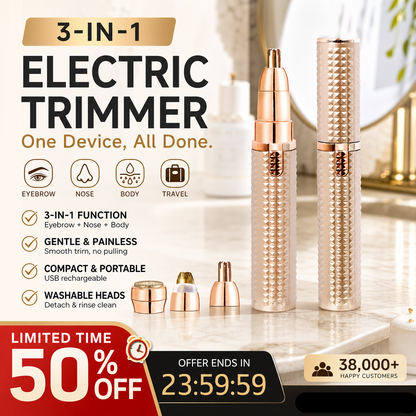 ✂️ 2026 Sale — Over 38,000 Sold!🔥 Portable Electric Eyebrow Trimmer – Interchangeable Heads 🪒